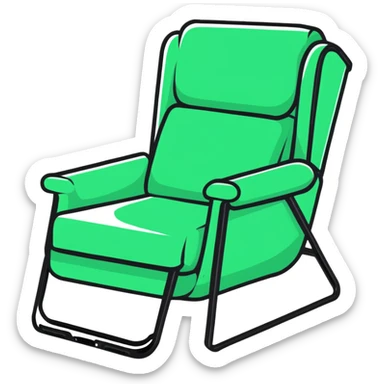 angled smartphone in foreground displaying armchair product page, with sparkle effect on the left side sticker