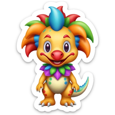 cute dinosaur clown sticker