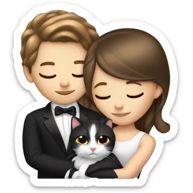 White girl ruby straight hair sleeping with tuxedo kitty sticker