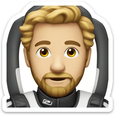 bold man with beard in racing suit sticker
