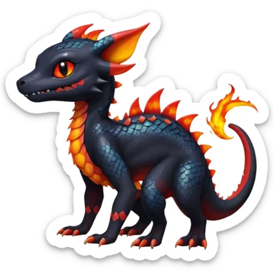 Shiny Cute Spooky Salandit-Umbreon-Charmeleon-Fakémon-hybrid-creature (full body)  sticker