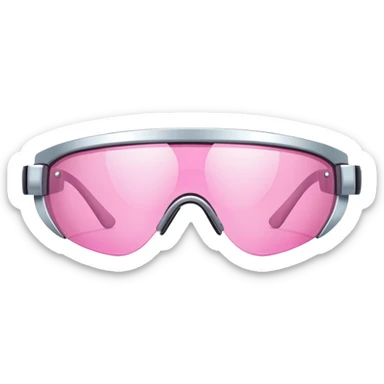 pink tinted shield visor glasses with metallic rim, Y2K futuristic style sticker