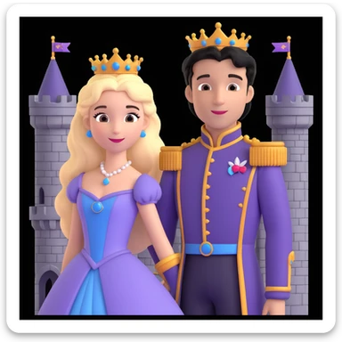 prince and princess disny dress close up photo in castle sticker