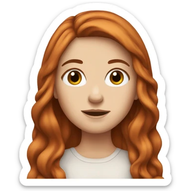 white girl with long auburn hair  sticker