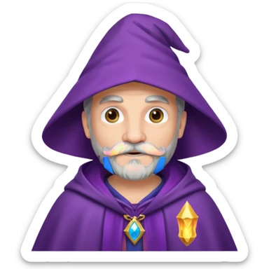 wizard with mustache, purple cloack sticker