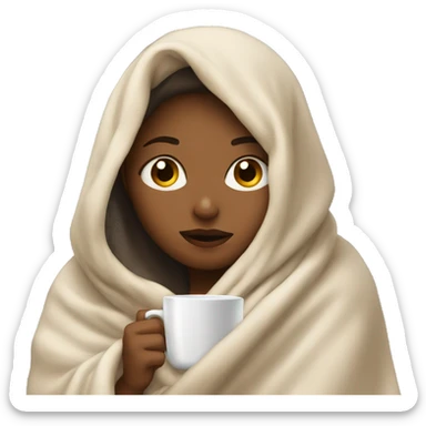 girl inside a blanket sipping coffee eyes closed sticker