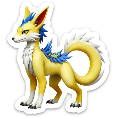 Latias-Vernid-Sergal-Lombax-Koraidon-Renamon-Zeraora-Bastet-Fakémon-Digimon-hybrid-fusion-creature, full body sticker