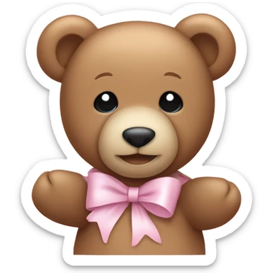 Teddy bear with light pink bow  sticker