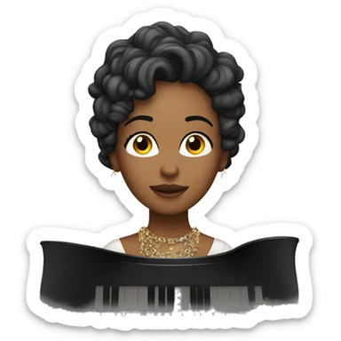 female singer piano sticker