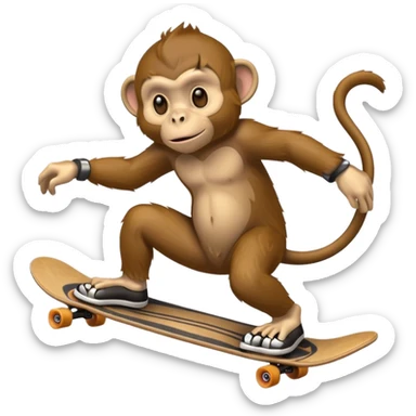monkey pretending to skateboard sticker