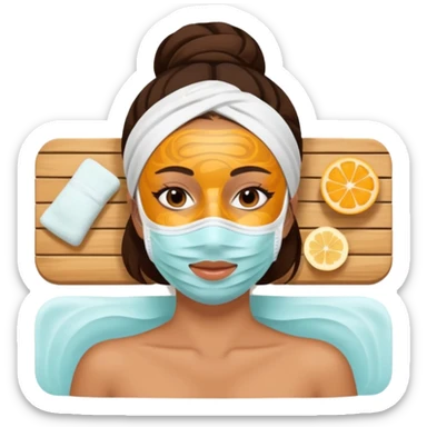 Lady with face mask spa beauty full face relaxing sticker