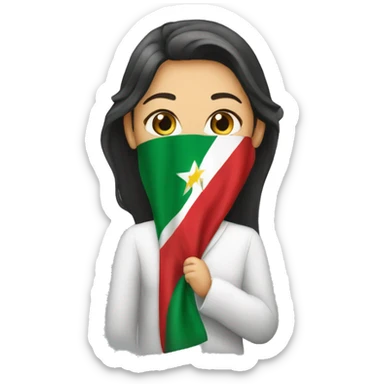 Une femme voilée tenant un drapeau d’Algérie sticker