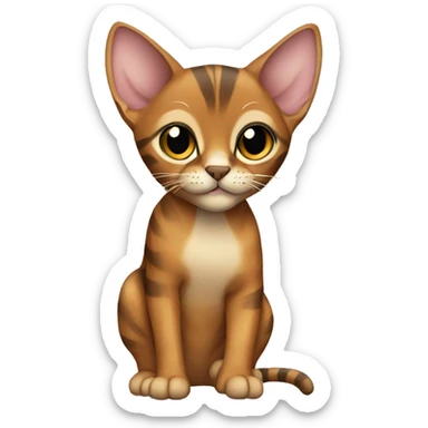 An Abyssinian cat with stripes on its body waves its paw sticker