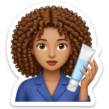Mulher fazendo Skincare cacheada sticker