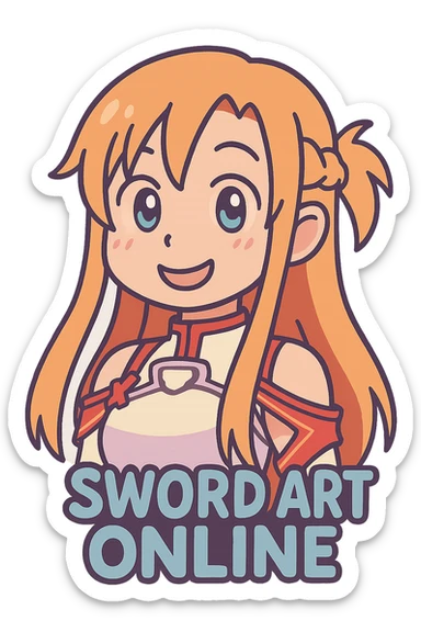 Sticker of Asuna from Sword Art Online in pastel toon style with a sweet expression, inspired by the provided reference image. sticker