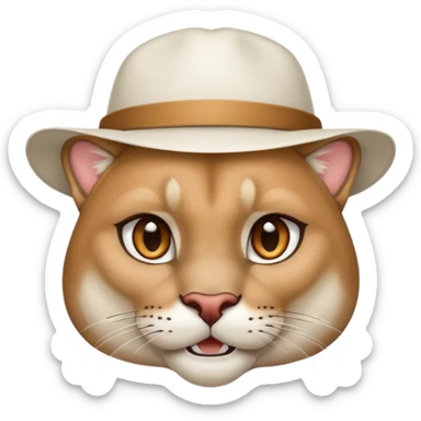 Cougar in white hat sticker
