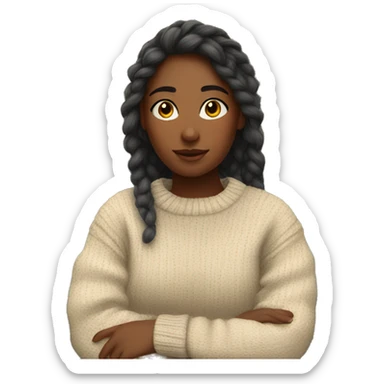 girl in cozy sweater indoors sticker