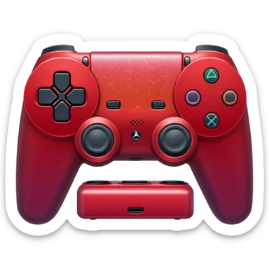 red ombre PlayStation console with glitter sticker