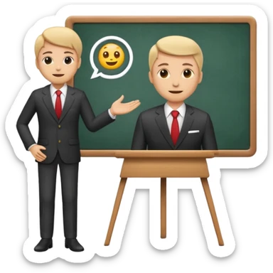 person giving a presentation at a board, simple emoji style sticker