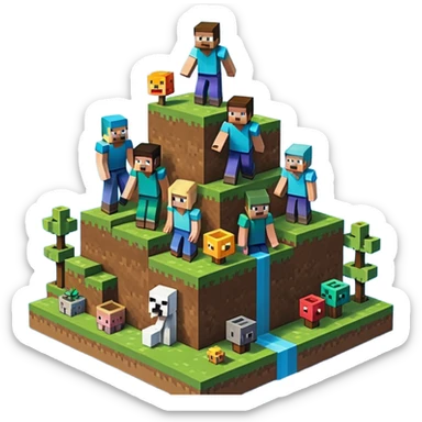 minecraft charectors building together a foundation sticker