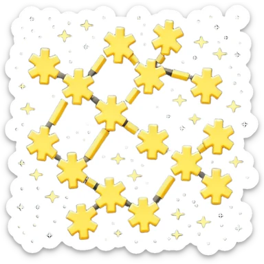 Pixel art icon of a glowing constellation made of connected stars, symbolizing knowledge paths and courses. 
Minimalistic, clean pixel style, soft glow, readable at small size, centered, no background, designed for dark UI.
 sticker