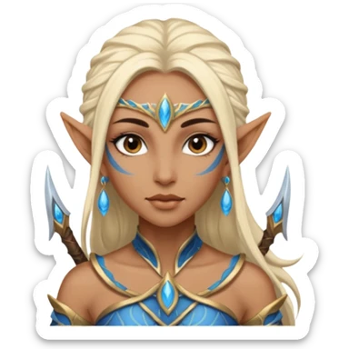 ESO female water elf with scale skin warrior with lashes and earrings sticker