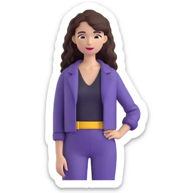 Trendy fashionable woman with long loose wavy hair wearing chic clothes sticker