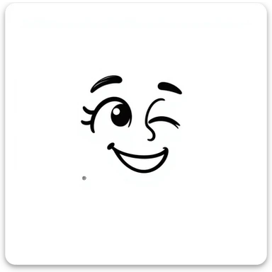 Make the smiling face emoji wink, keeping the hand-drawn 2D doodle style with expressive lines and sketchy details. sticker
