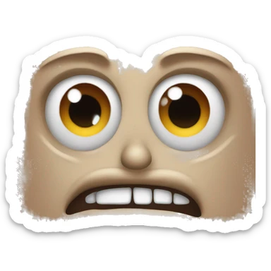Create a regular apple emoji with an psycho cringe and crazy eyes sticker