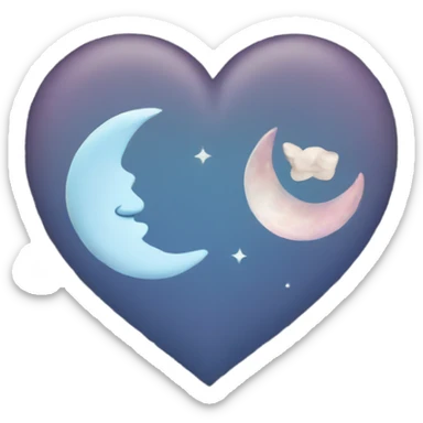 heart with moon sticker