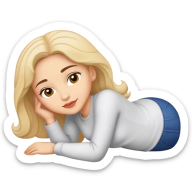 lady laying down on stomach  sticker