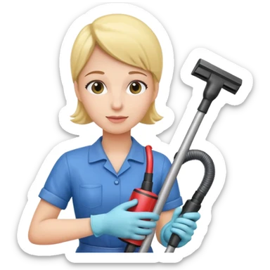 técnico de limpieza sujetando una aspiradora sticker