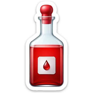 dnd item icon, red health potion squared shape bottle short in height and 'front view sticker