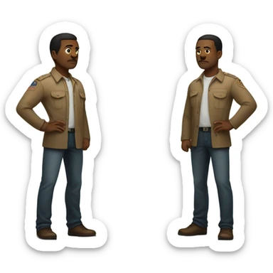 Two people fight off the enemy standing back to back sticker