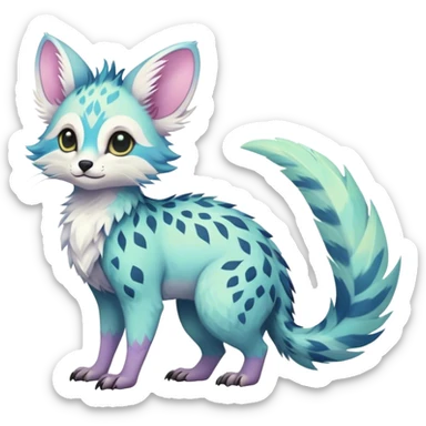 Feral Rare Fantasy pastel tropical Vernid-Trico-species by LiLaiRa, random markings, tufted tail, tufted ears, full body sticker