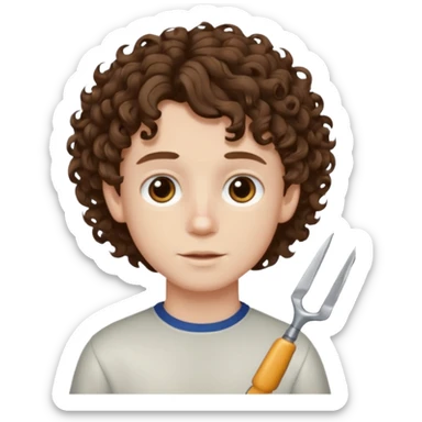 boy,  brown hair, curly hair, brown eyes, pale skin, , hair edger hairtcut sticker