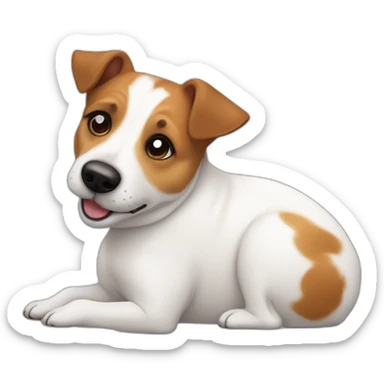 fat dog jack Russell terrier laying on her back sticker