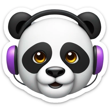 colorfoul panda face wearing headset sticker