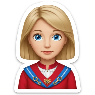 midle  aged female with Scottish red attire and dark blonde hair and blue eyes sticker