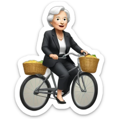 Yellen riding bicycle sticker