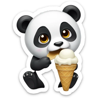 Panda eating ice cream sticker