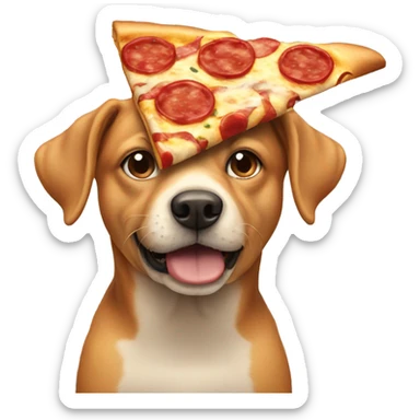 Dog eating a pizza sticker