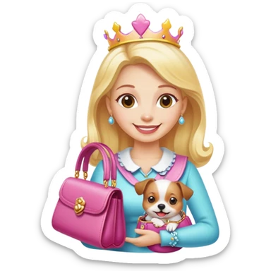 Candy land queen holding a small dog in a purse sticker