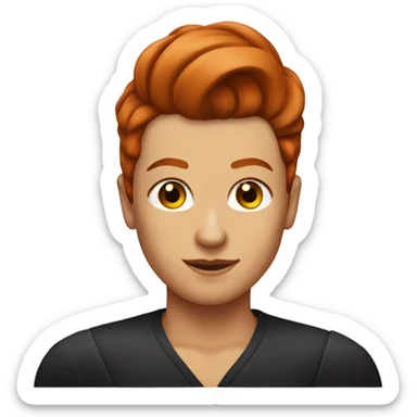 Redhead woman with slick back hair man sticker