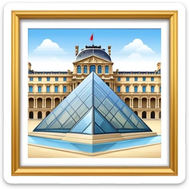 Louvre Museum Landmark Emoji – Showing the glass pyramid entrance with the historic palace in the background. sticker