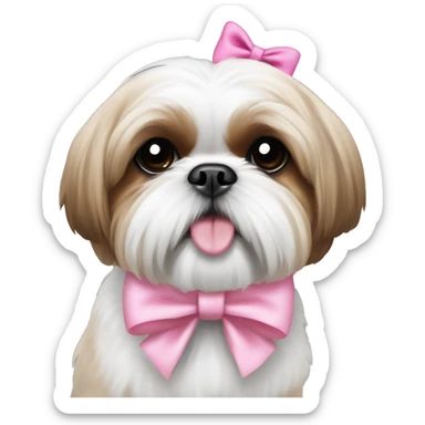 Shih tzu with pink bow sticker