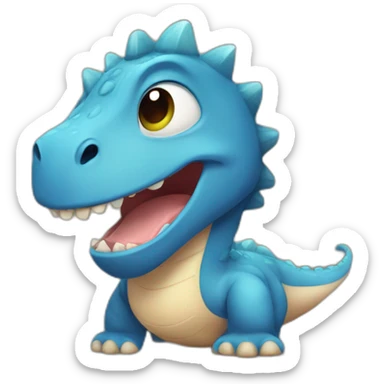 Cute Dinosaurus with hair in front of his eyes, he has short arms sticker