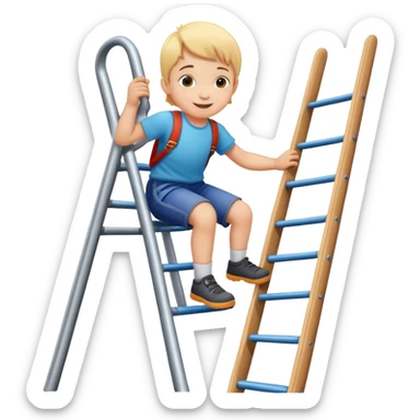 child climbing a playground ladder, cheerful and adventurous sticker