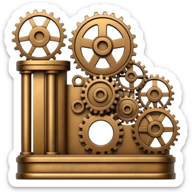 Bank with cogs sticker