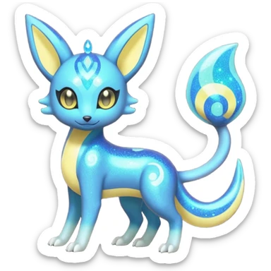 Bioluminescent Nigthly Glittery Shiny Starry Meloetta-Dewott-Salandit-Umbreon-Pokémon-Fakémon-fusion-hybrid-creature sticker